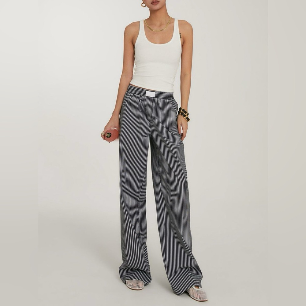 Commense Casual Striped Black and White Wide Leg Pants Size S/4